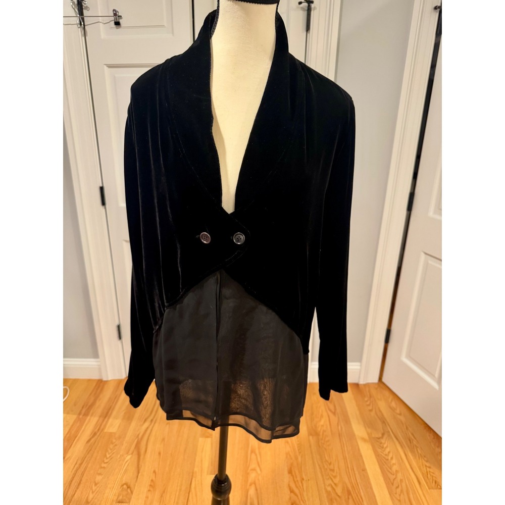Johnny Was Collection Velvet Silk Chiffon Drape Jacket Y2K Boho M‎